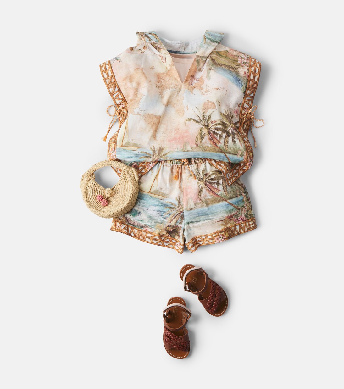 Printed cotton poncho | Zimmermann Kids