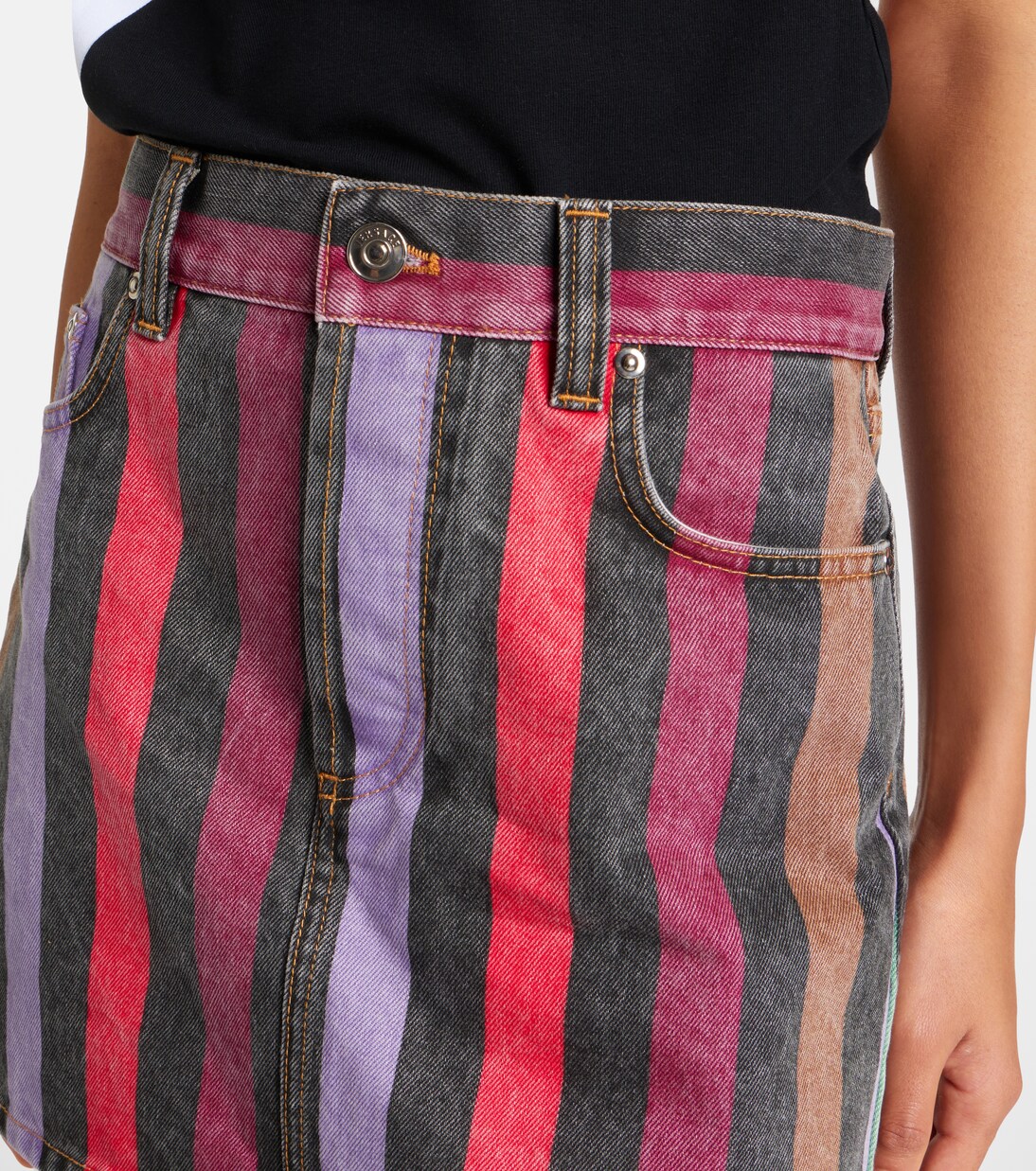 Striped denim miniskirt | Versace