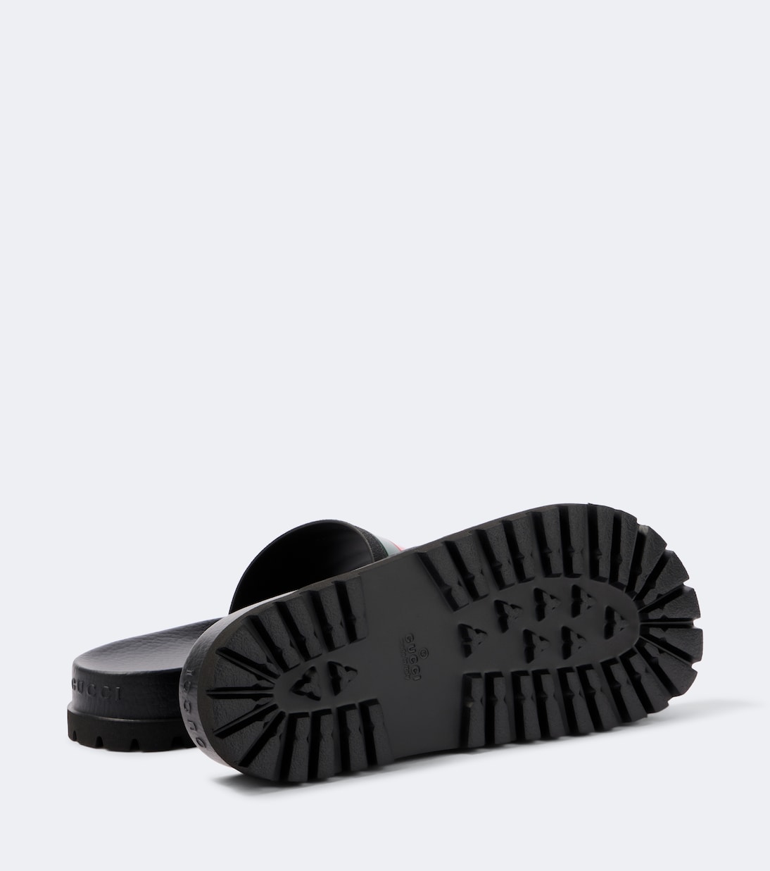 Striped Web slide sandals in black - Gucci | Mytheresa