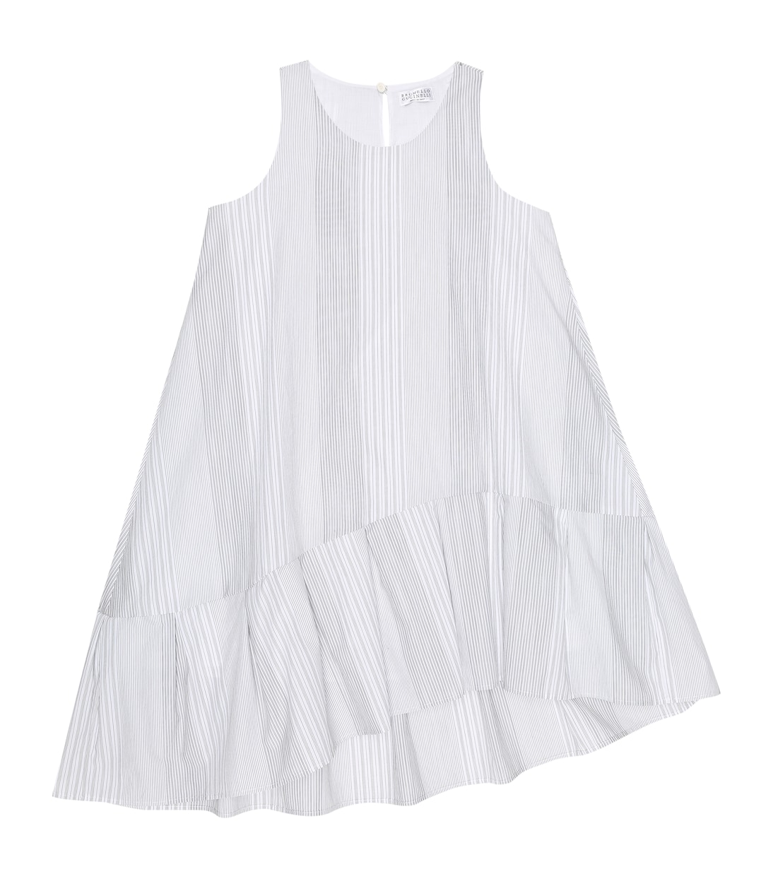Robe asymétrique rayée en coton | Brunello Cucinelli Kids