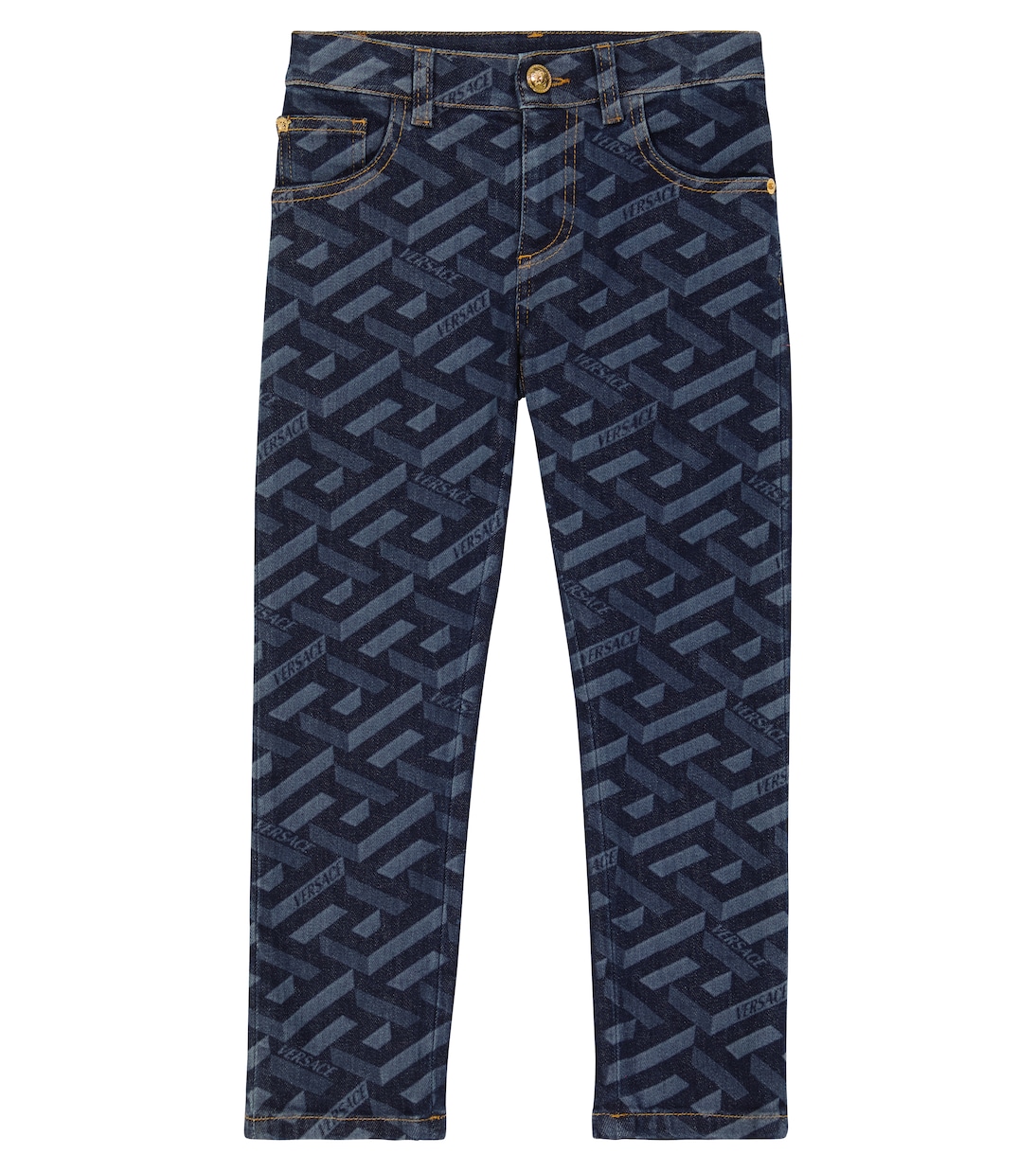 Logo-printed high-rise jeans | Versace Kids