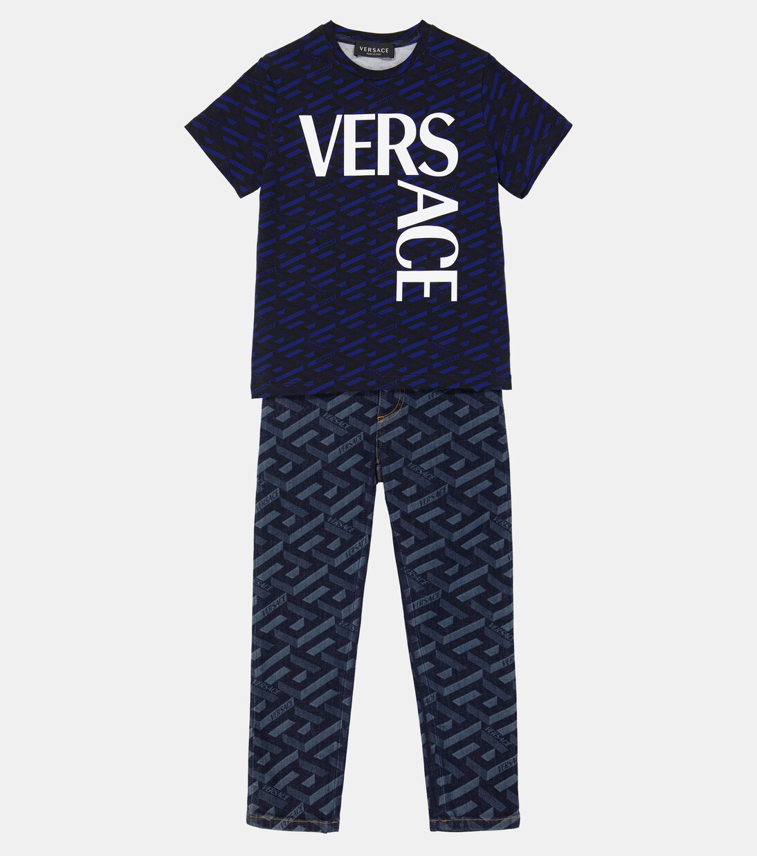 Logo-printed high-rise jeans | Versace Kids