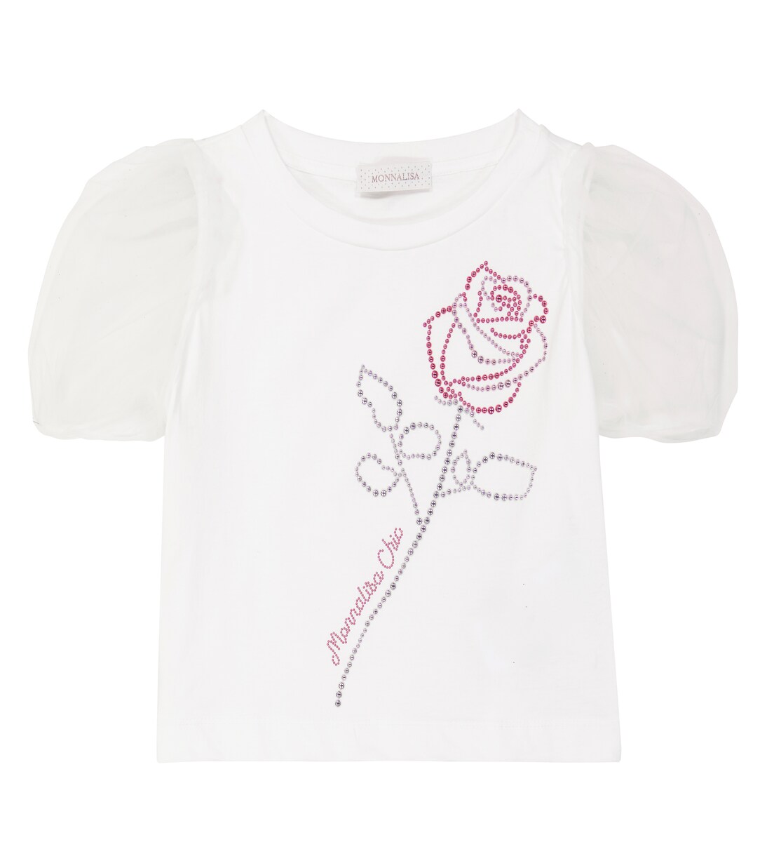 Tulle sleeve cotton T-shirt | Monnalisa