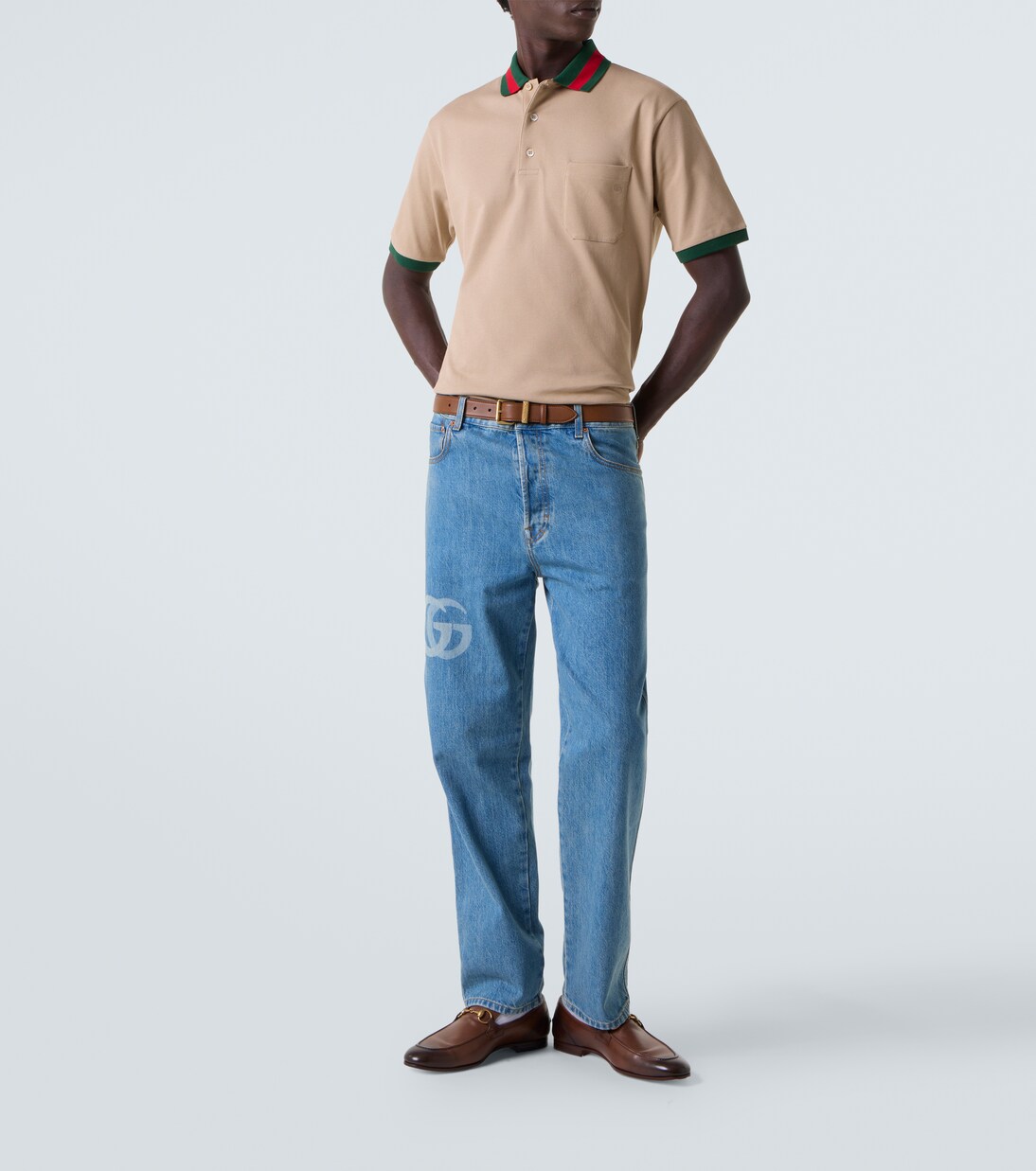 Web-collar piqué polo shirt | Gucci