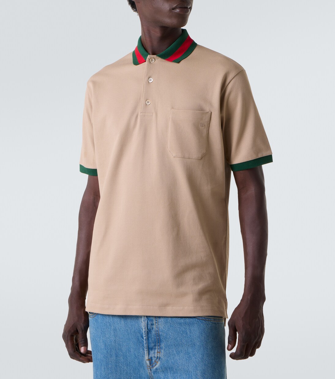 Web-collar piqué polo shirt | Gucci