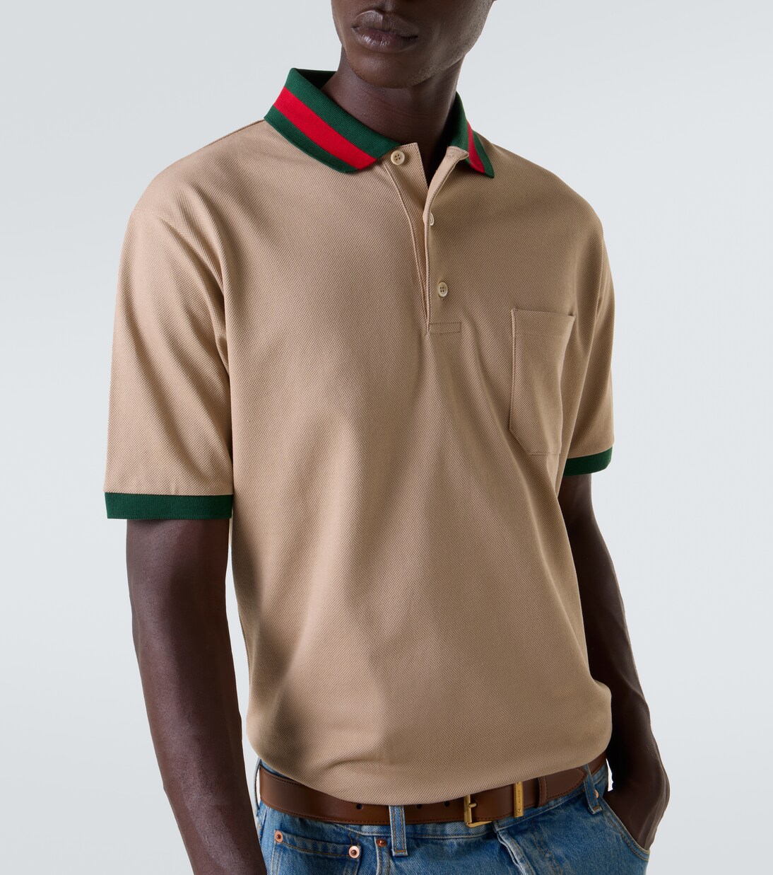 Web-collar piqué polo shirt | Gucci