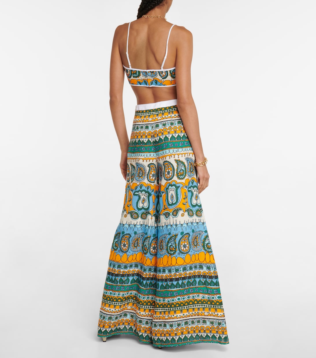 Bedrucktes Cropped-Top Bomber aus Leinen | Staud