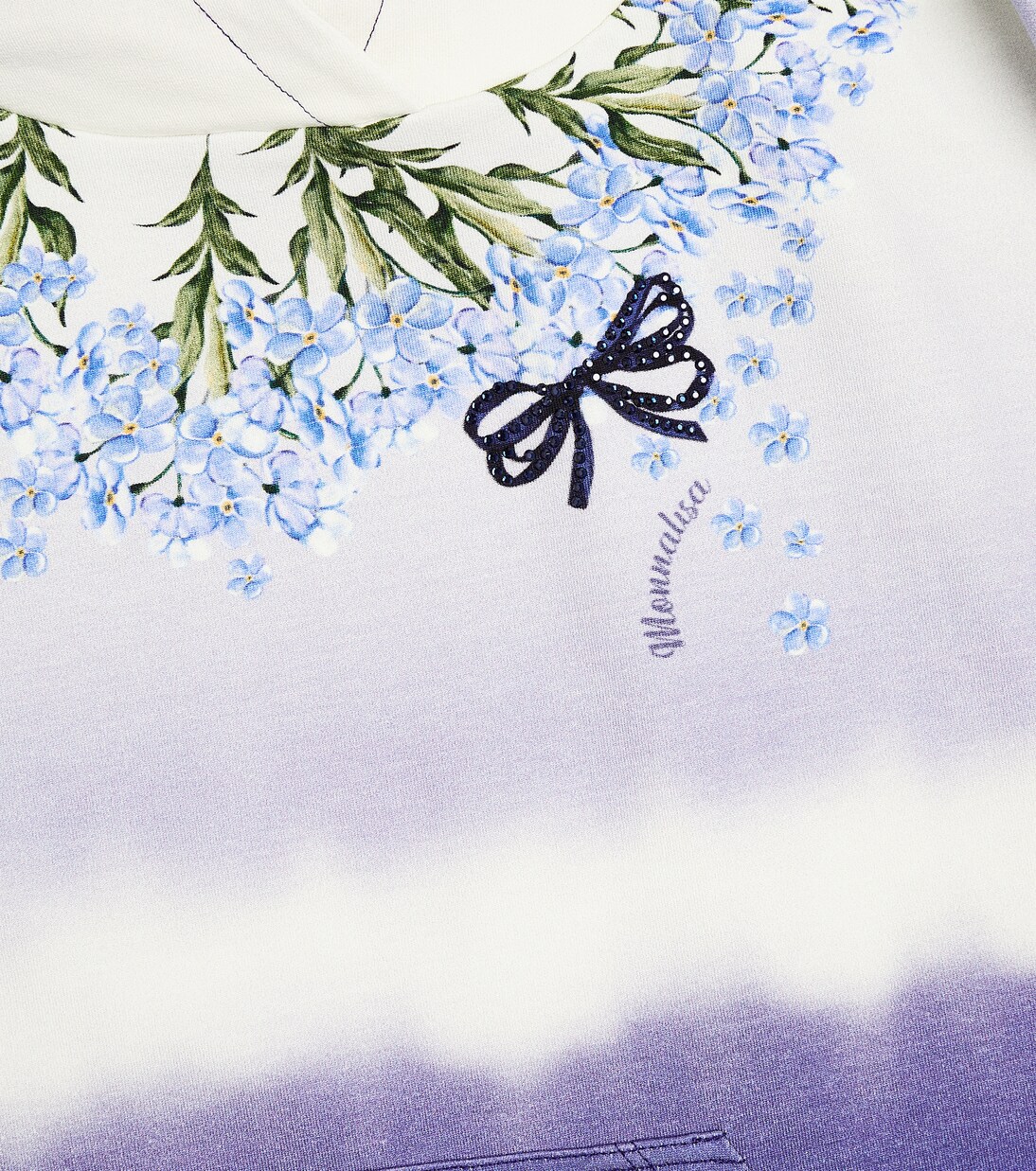 Hooded printed cotton-blend dress | Monnalisa