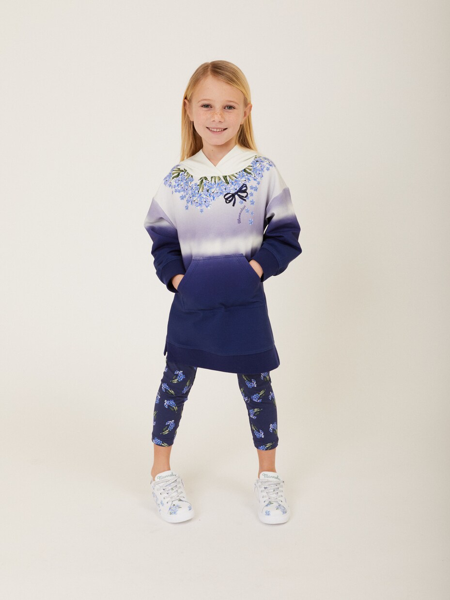 Hooded printed cotton-blend dress | Monnalisa