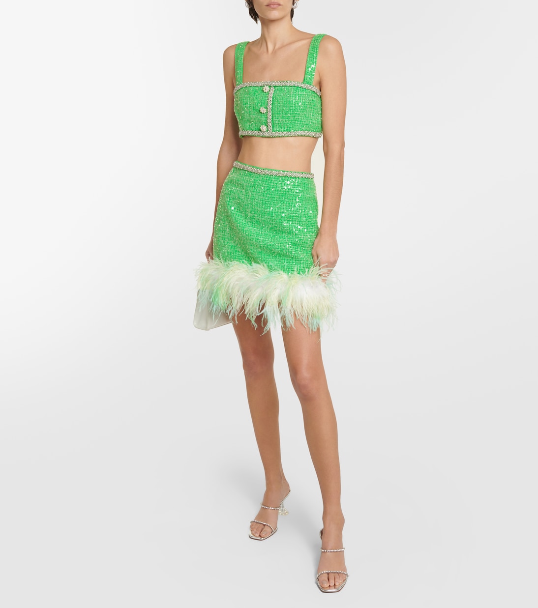 Cropped-Top aus Bouclé mit Pailletten | Self-Portrait