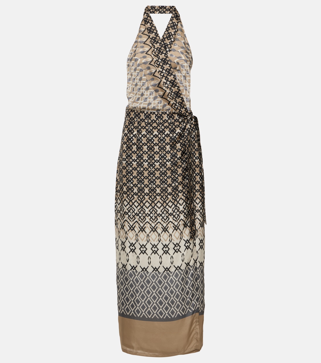 Printed halterneck silk maxi dress | Brunello Cucinelli