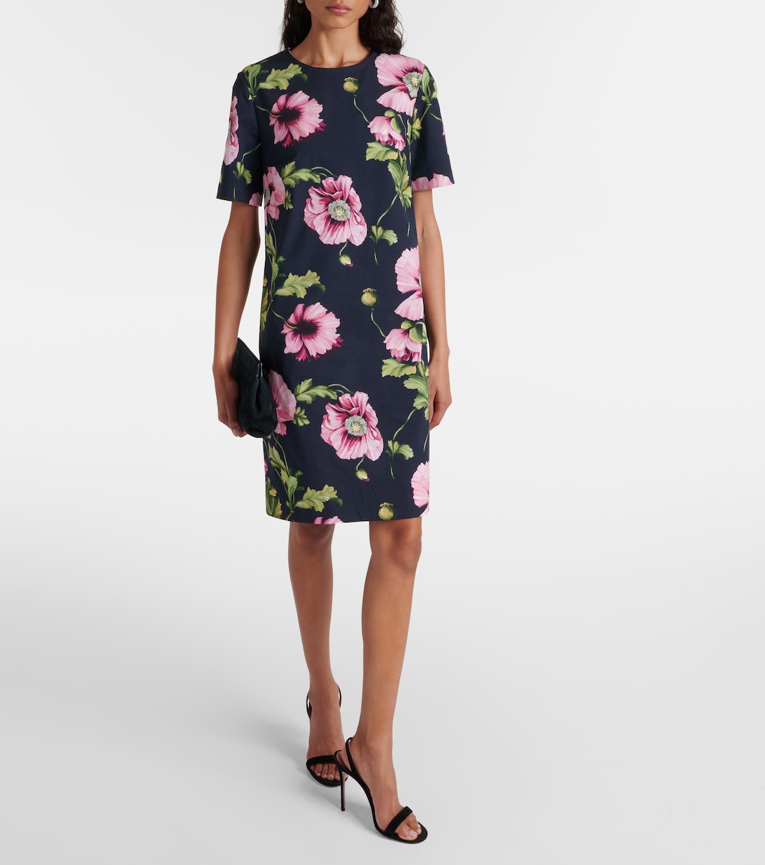 Robe en coton mélangé à fleurs | Oscar de la Renta