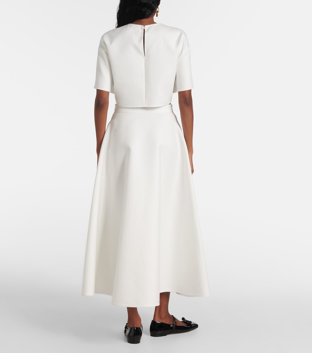 Falda midi de gabardina de algodón con VGold | Valentino