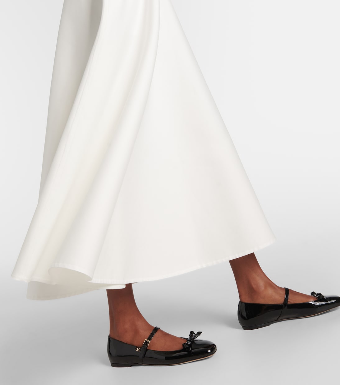 Falda midi de gabardina de algodón con VGold | Valentino