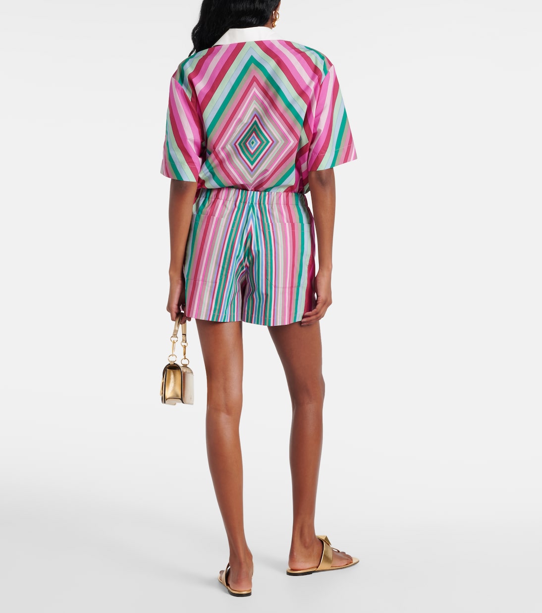 Shorts de popelín de algodón a rayas | Valentino