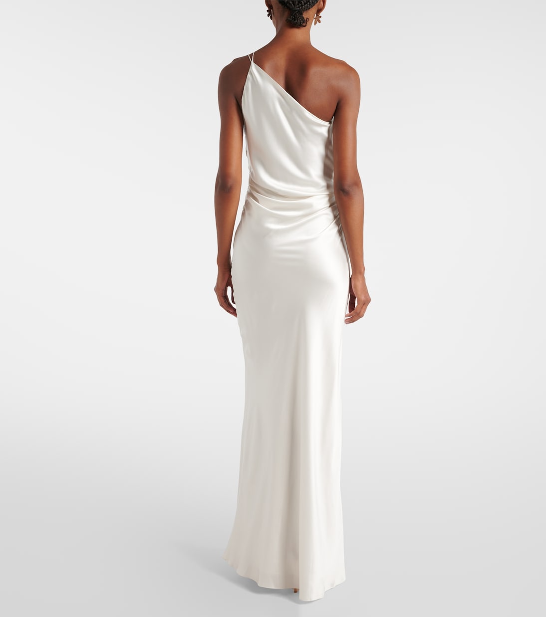 Abito lungo monospalla in raso di seta | The Sei