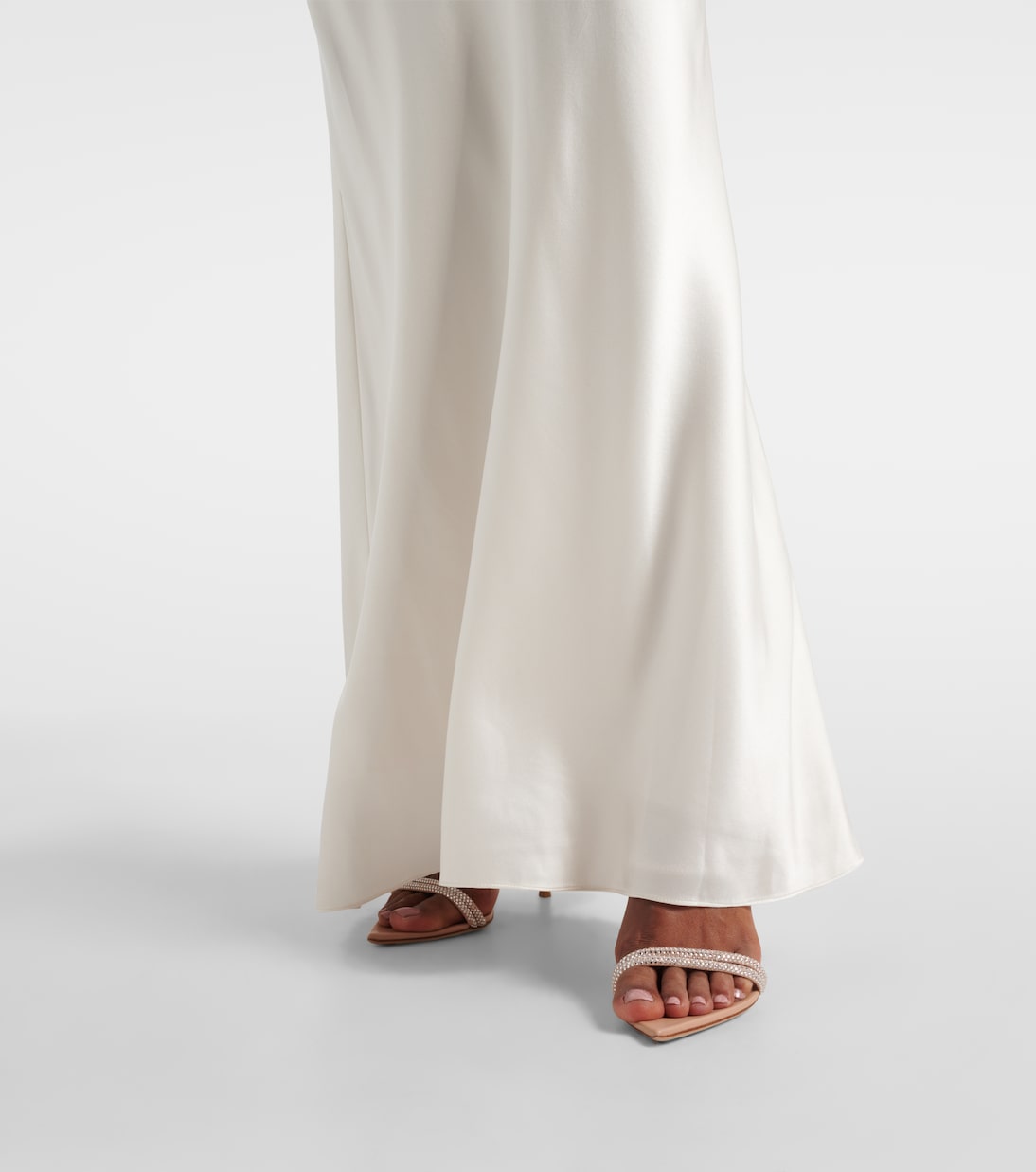 Abito lungo monospalla in raso di seta | The Sei