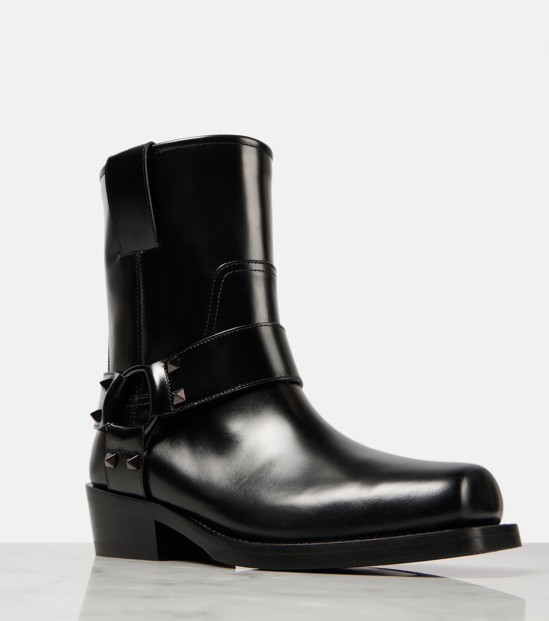 Rockstud leather biker boots | Valentino Garavani