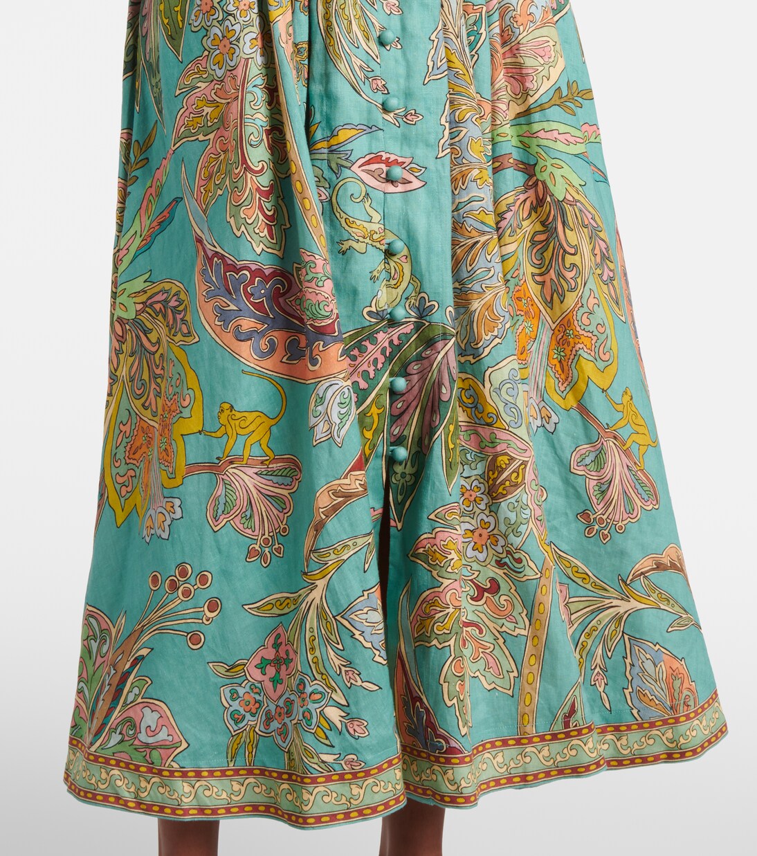 Robe midi Franca imprimée en lin | Alémais