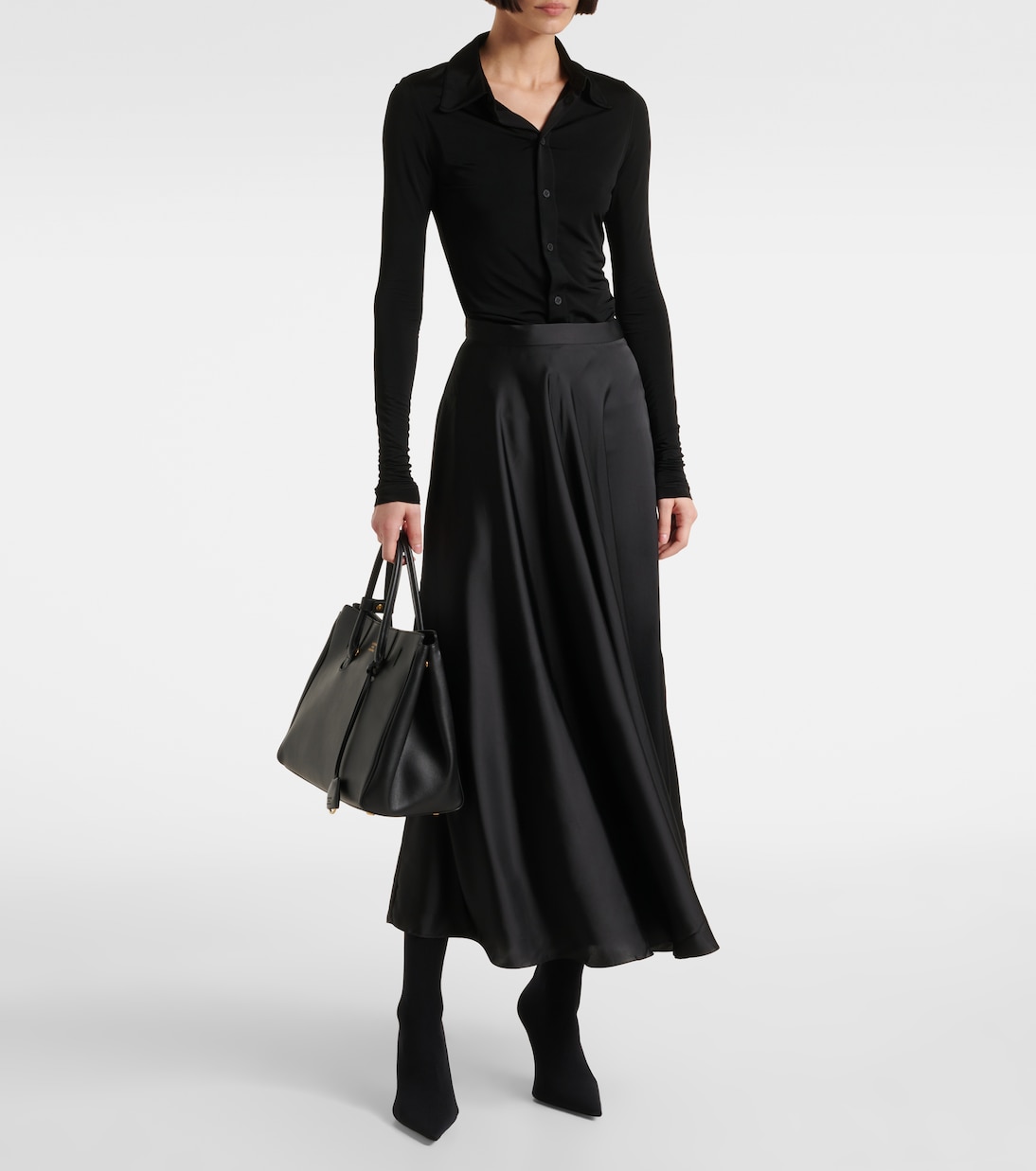 Asymmetric satin midi skirt | Balenciaga