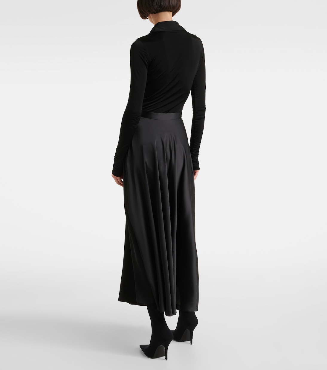 Asymmetric satin midi skirt | Balenciaga