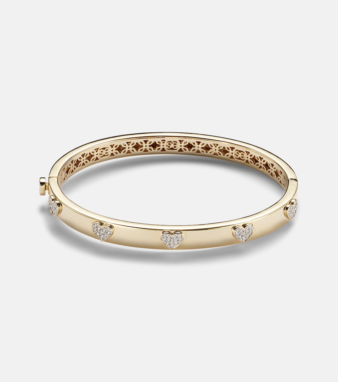 Heart 14kt gold bangle with diamonds | Sydney Evan