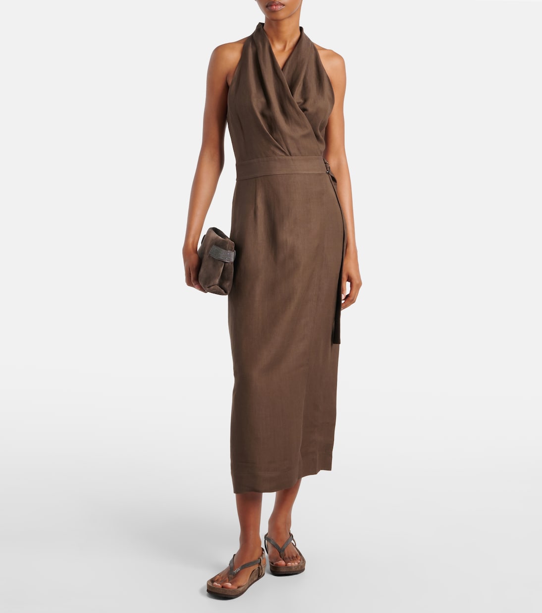 Twill wrap dress | Brunello Cucinelli