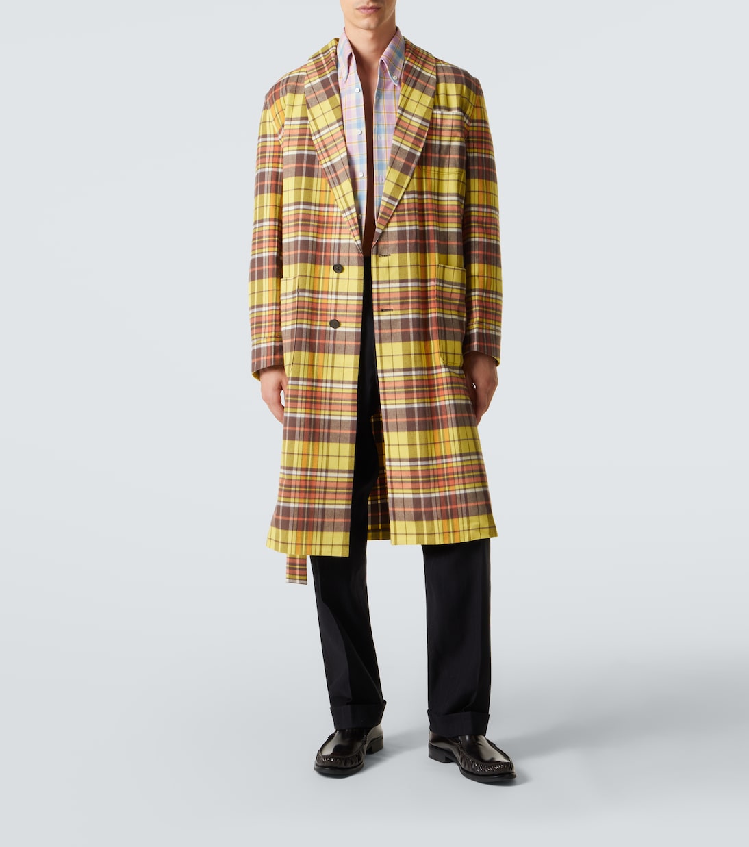 Pinstripe pleated wool-blend straight pants | Prada