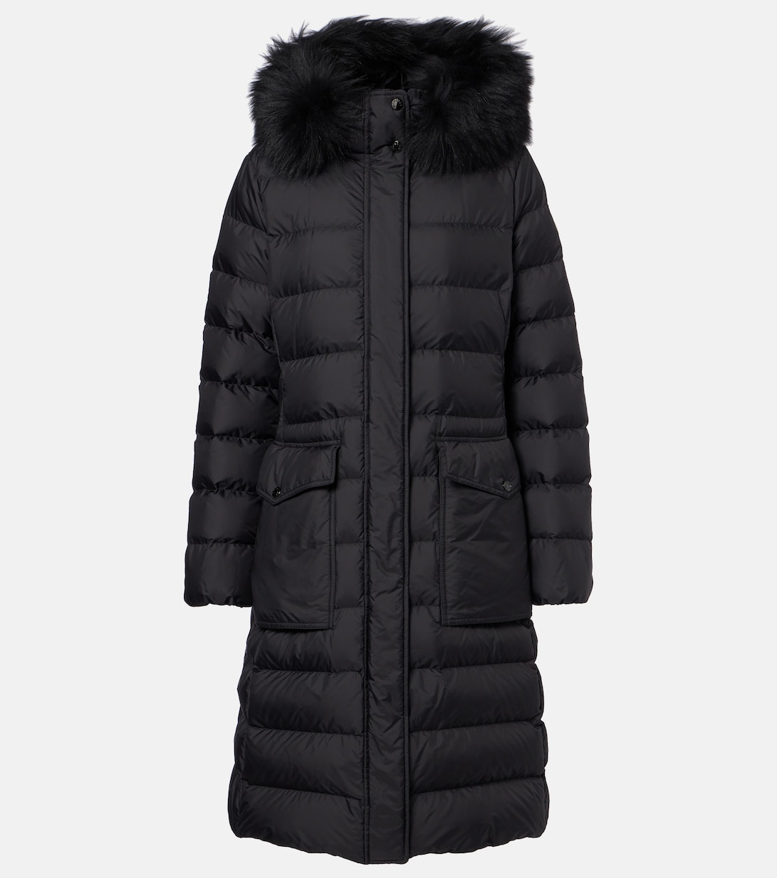 Hooded shearling-trimmed down jacket | Moncler
