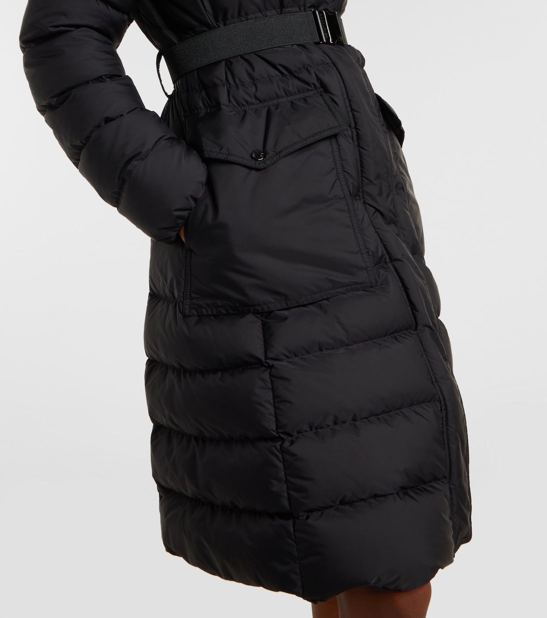 Hooded shearling-trimmed down jacket | Moncler