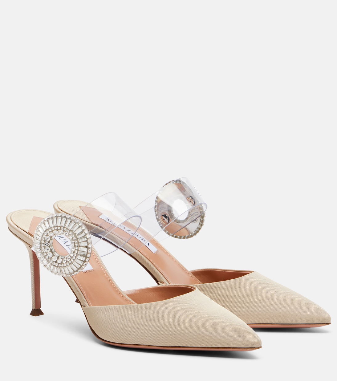 Crystal Hoop embellished PVC mules | Aquazzura