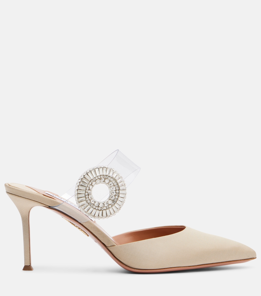 Crystal Hoop embellished PVC mules | Aquazzura