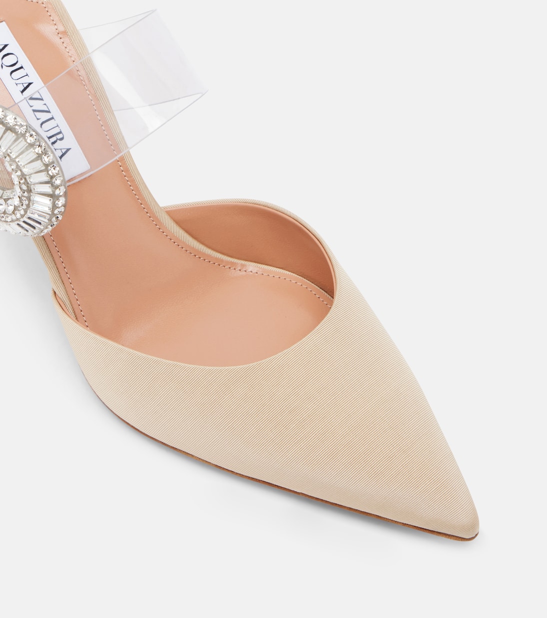 Crystal Hoop embellished PVC mules | Aquazzura