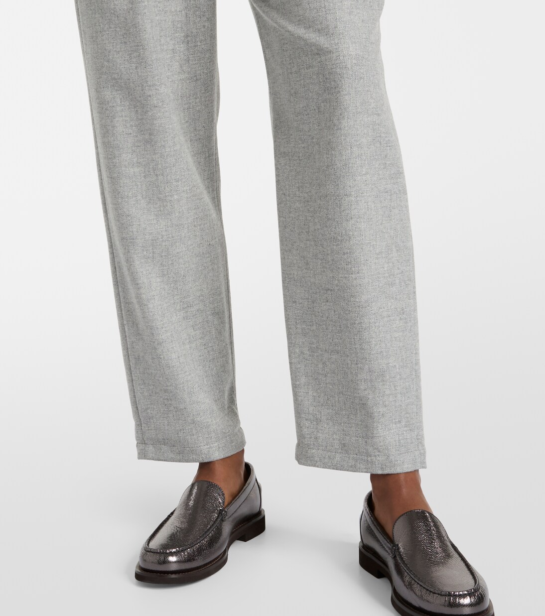 Cropped wool and cashmere straight pants | Brunello Cucinelli