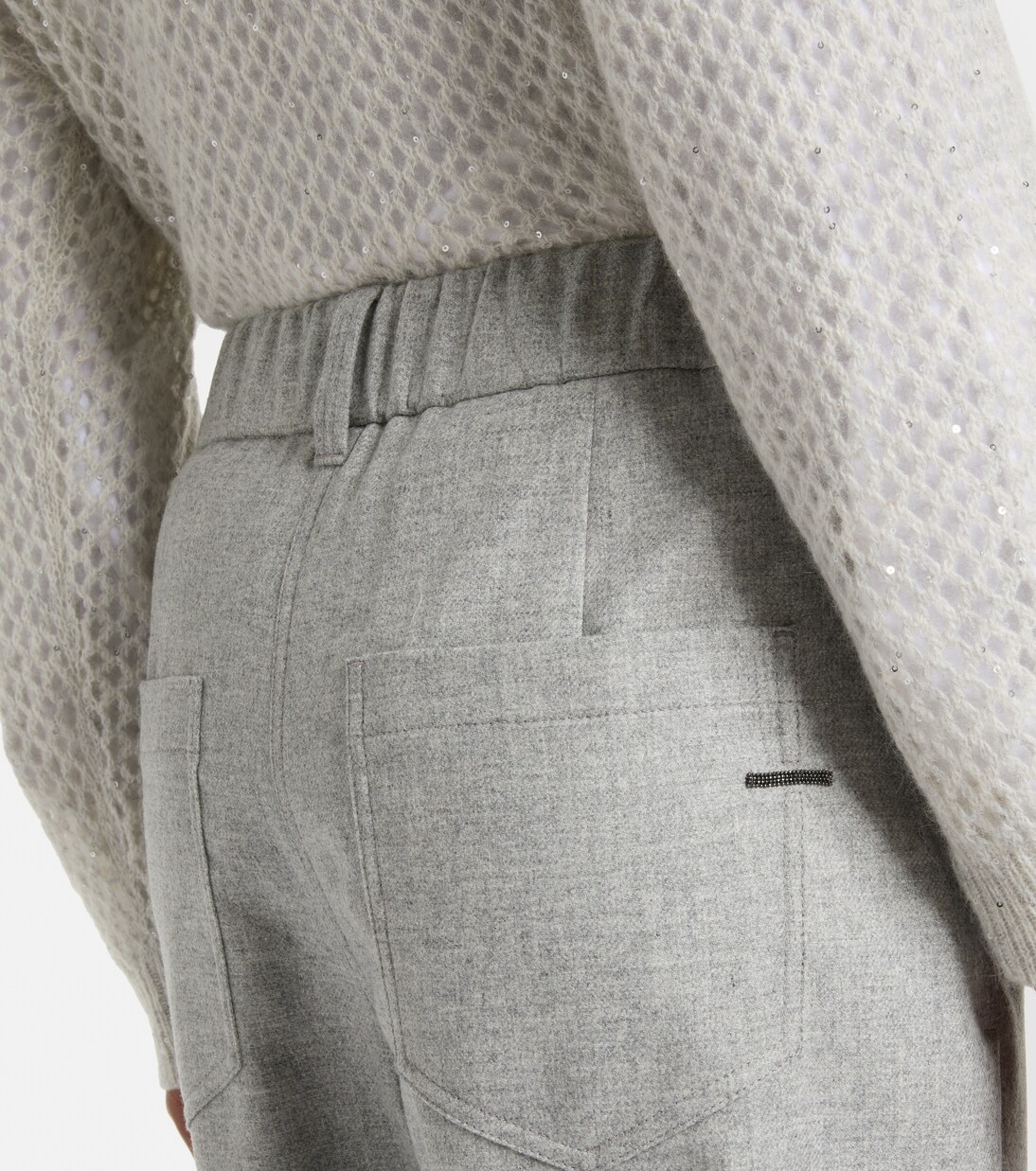 Cropped wool and cashmere straight pants | Brunello Cucinelli