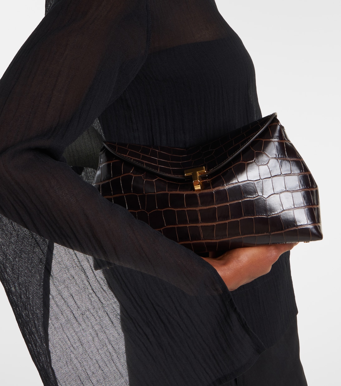 Pochette T-Lock en cuir embossé | Toteme