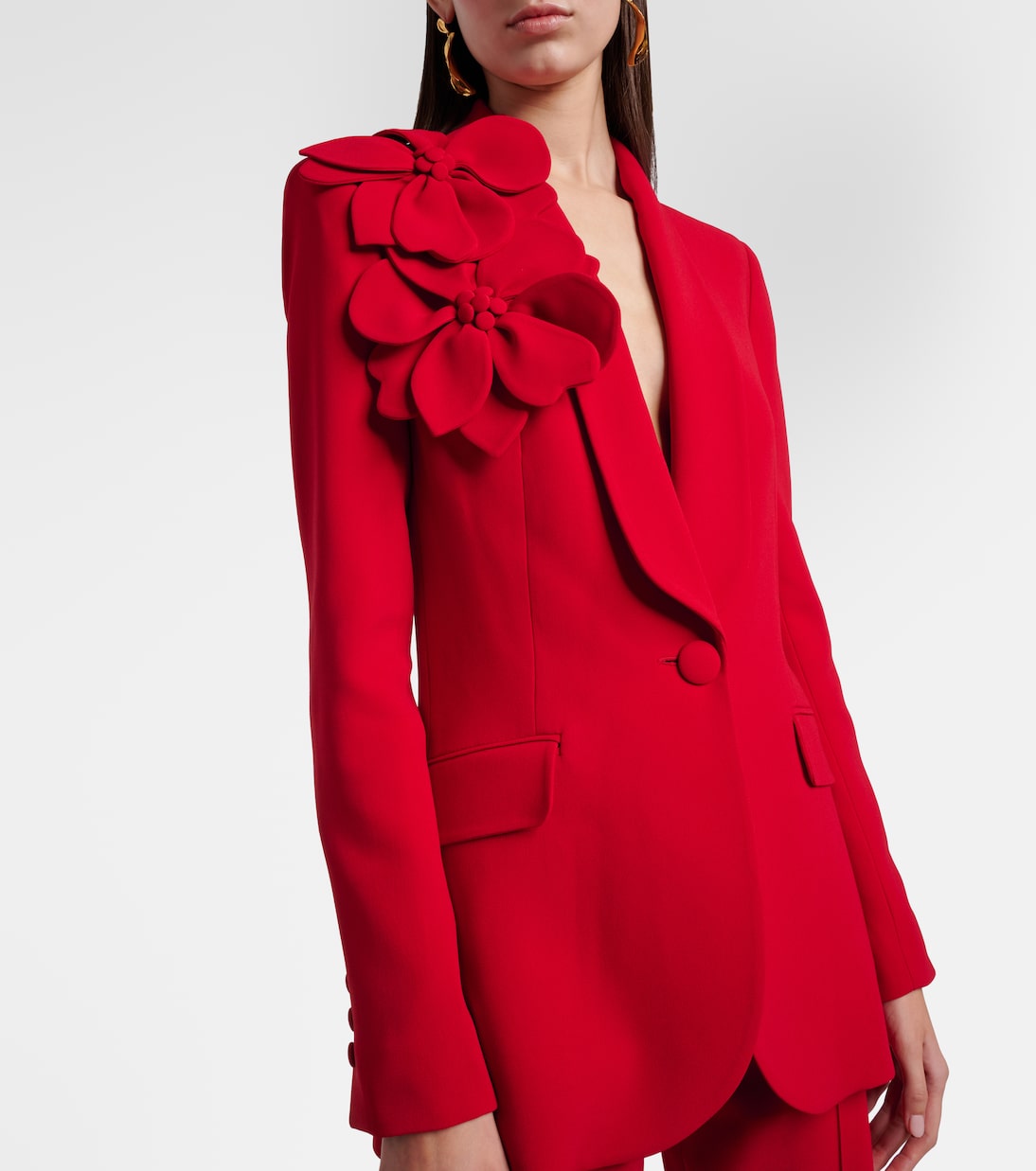 Floral-appliqué cady blazer | Elie Saab
