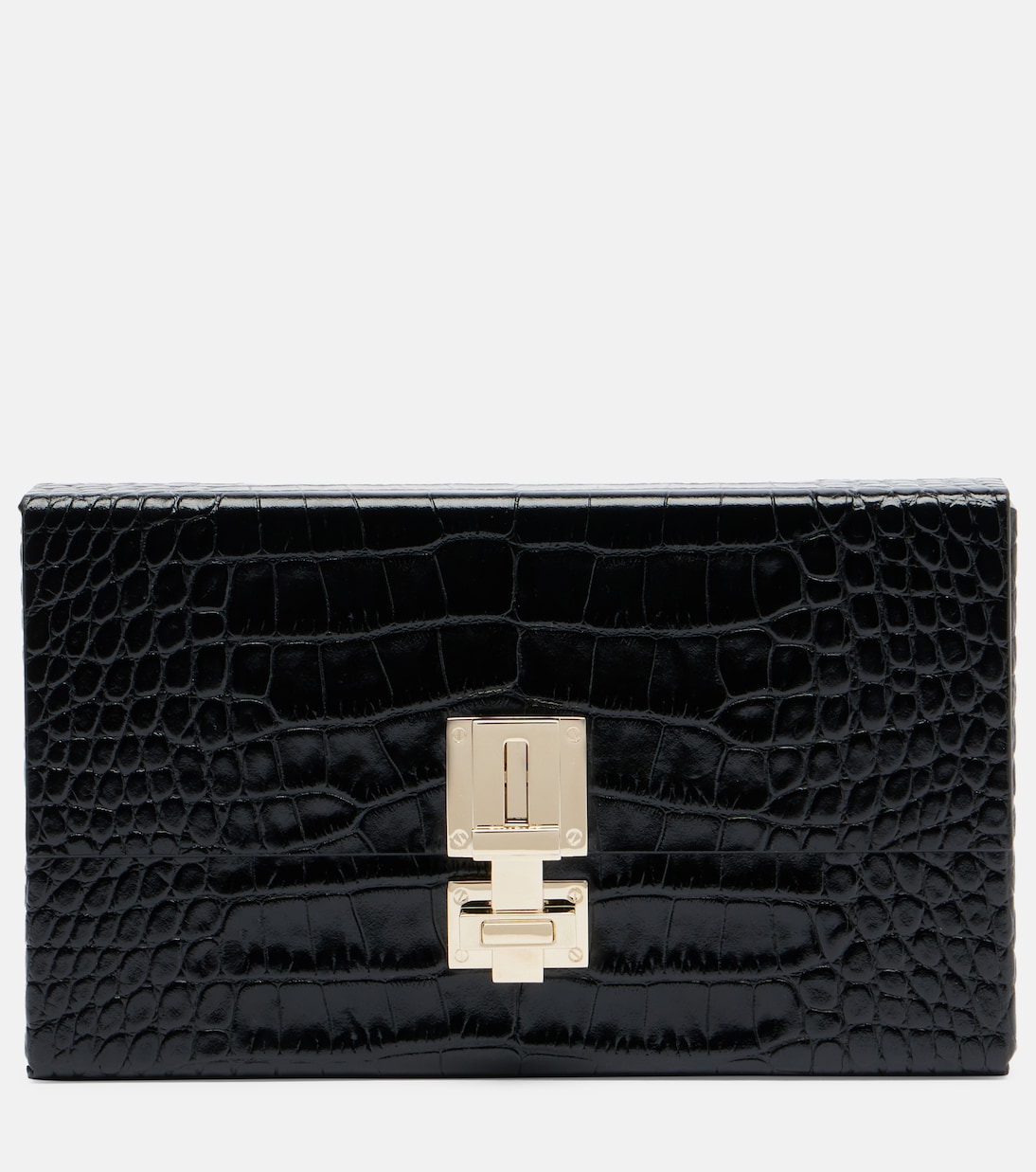 T Latch croc-effect leather box clutch | Tom Ford