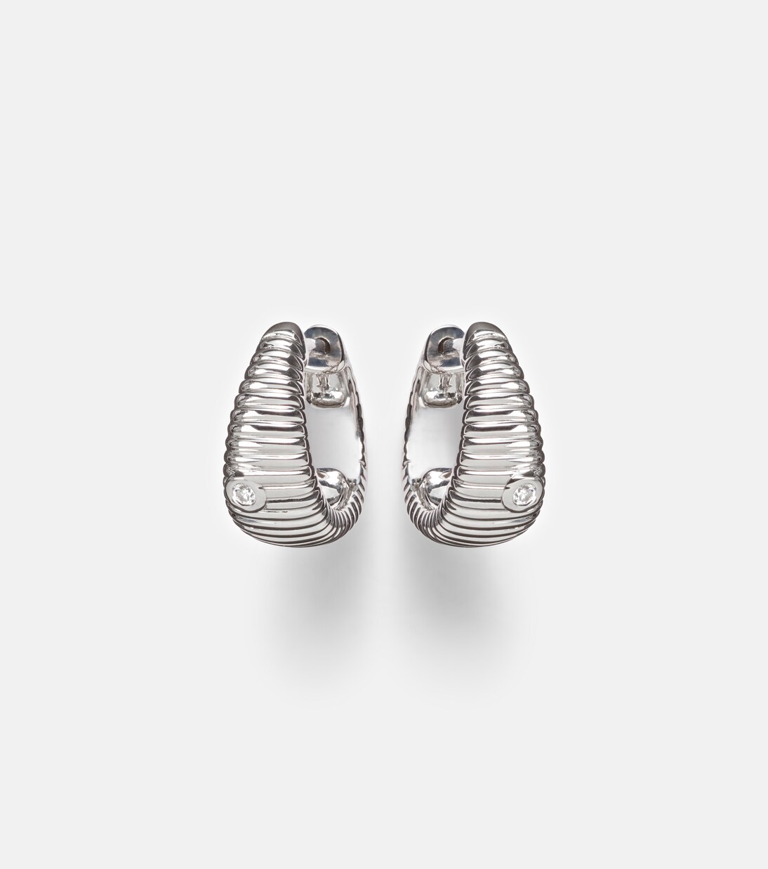 Berlingot Nano 9kt white gold hoop earrings with diamonds | Yvonne Léon