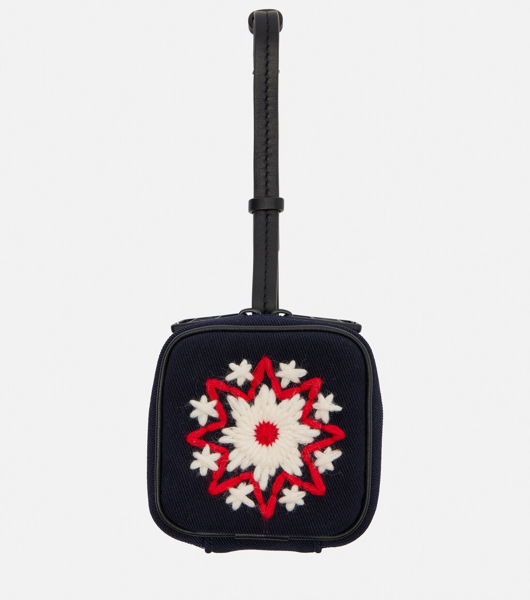 Embroidered leather-trimmed clutch | Moncler