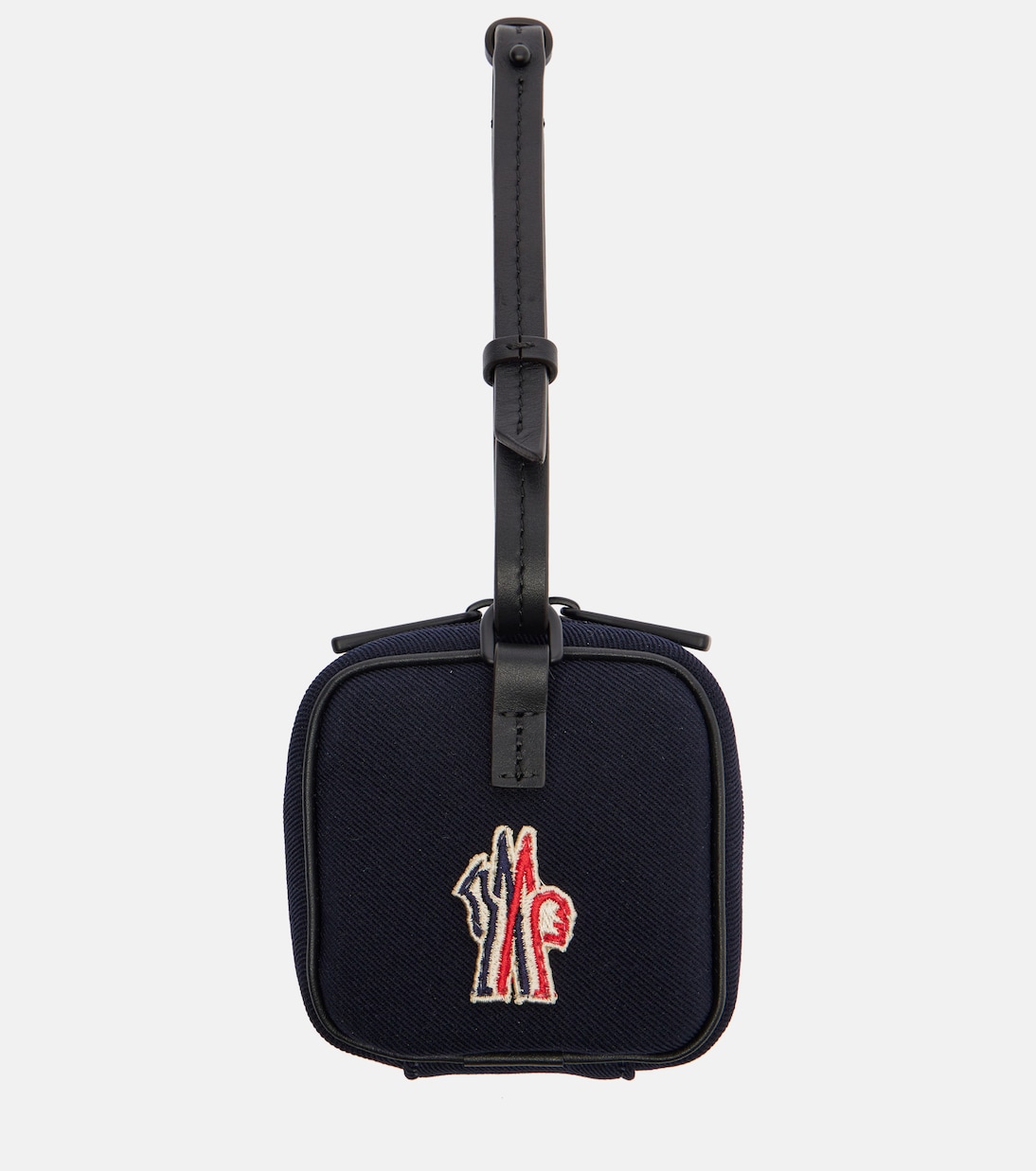 Embroidered leather-trimmed clutch | Moncler