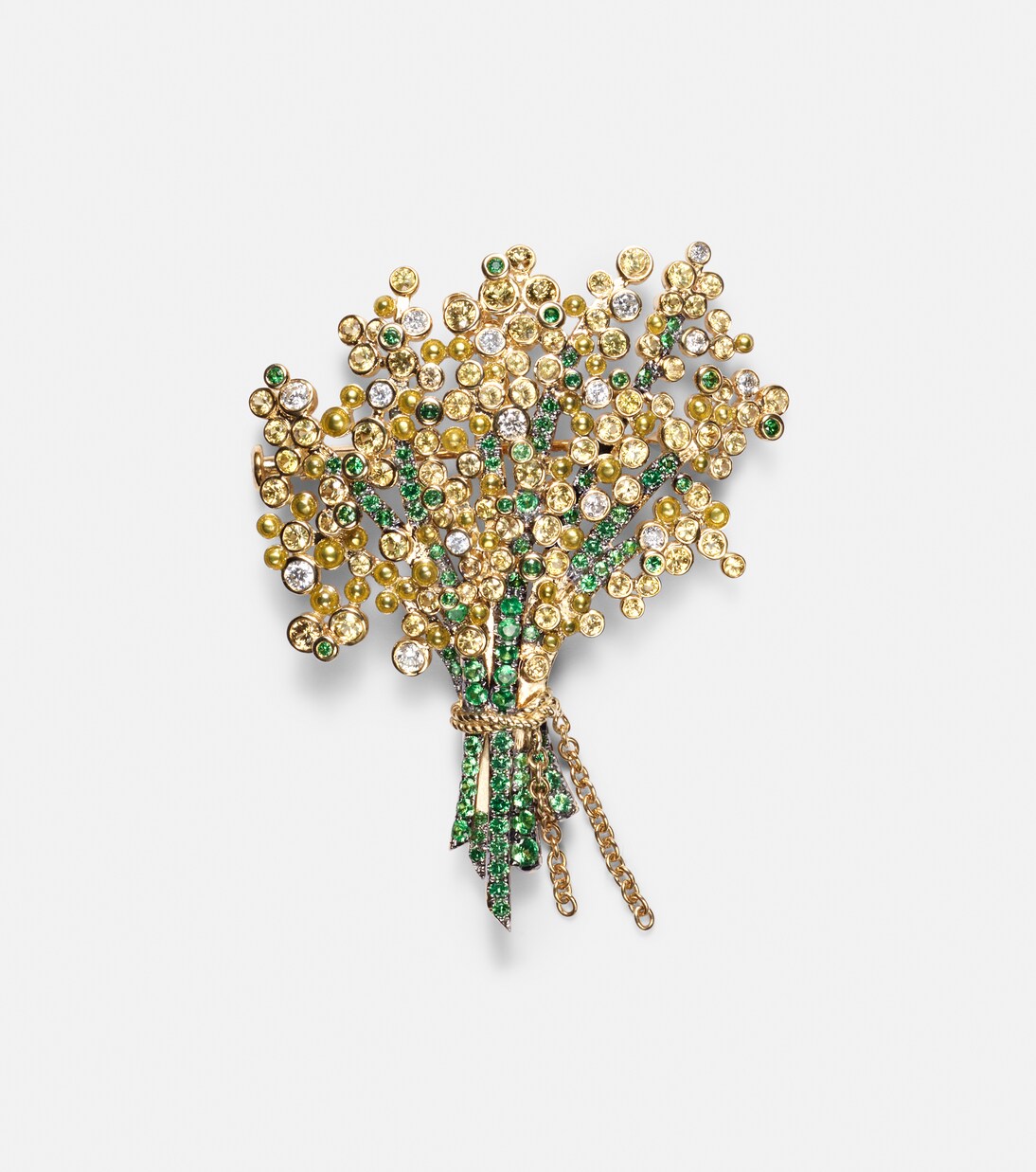 Collana Broche Mimosa in oro 9kt e 18kt con pietre preziose | Yvonne Léon