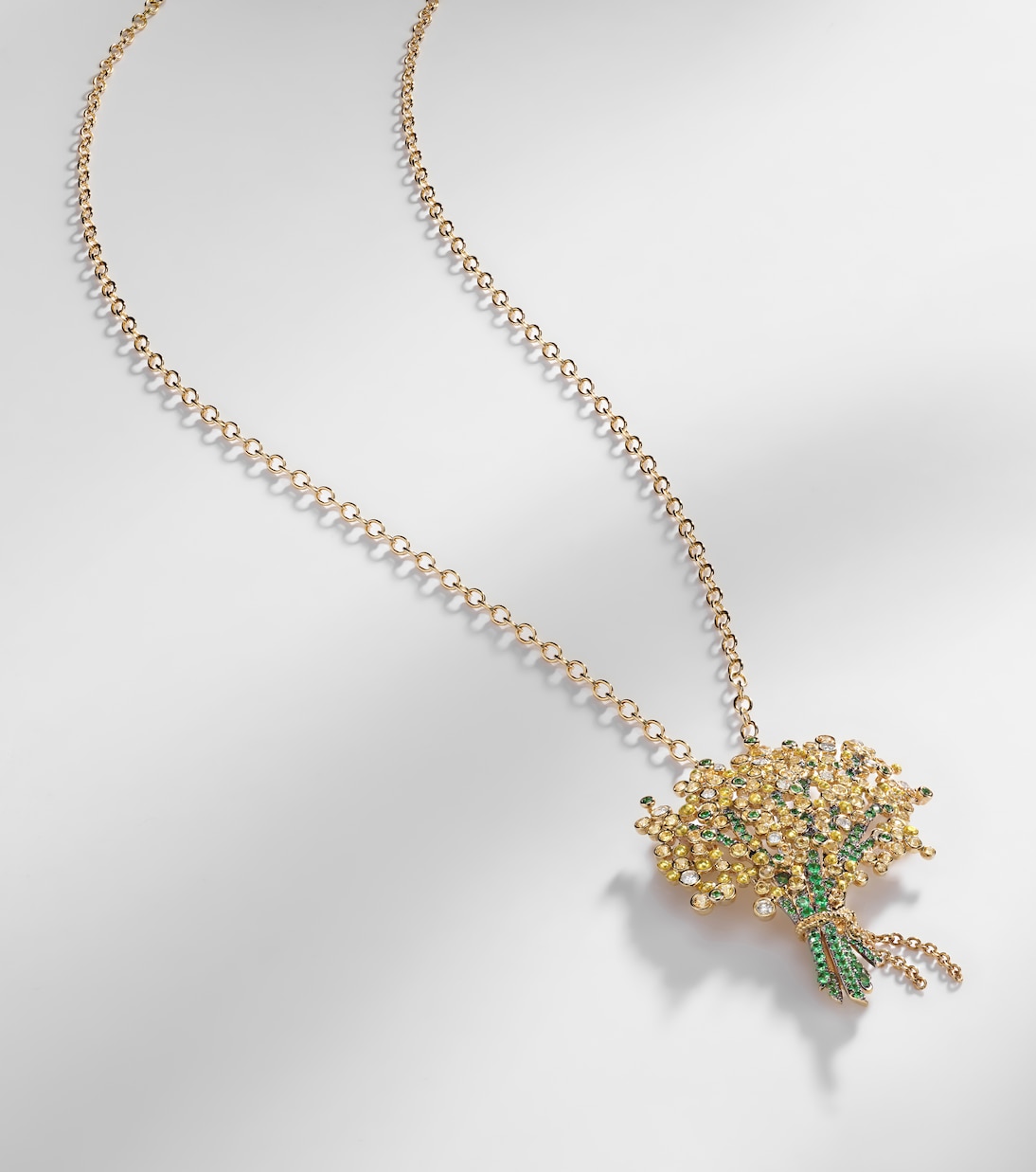 Collana Broche Mimosa in oro 9kt e 18kt con pietre preziose | Yvonne Léon