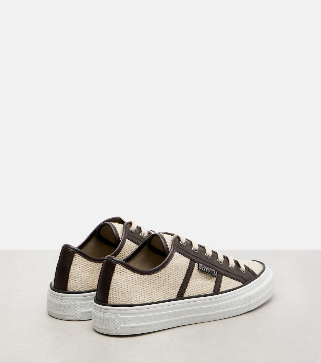 Classic leather-trimmed sneakers | Brunello Cucinelli