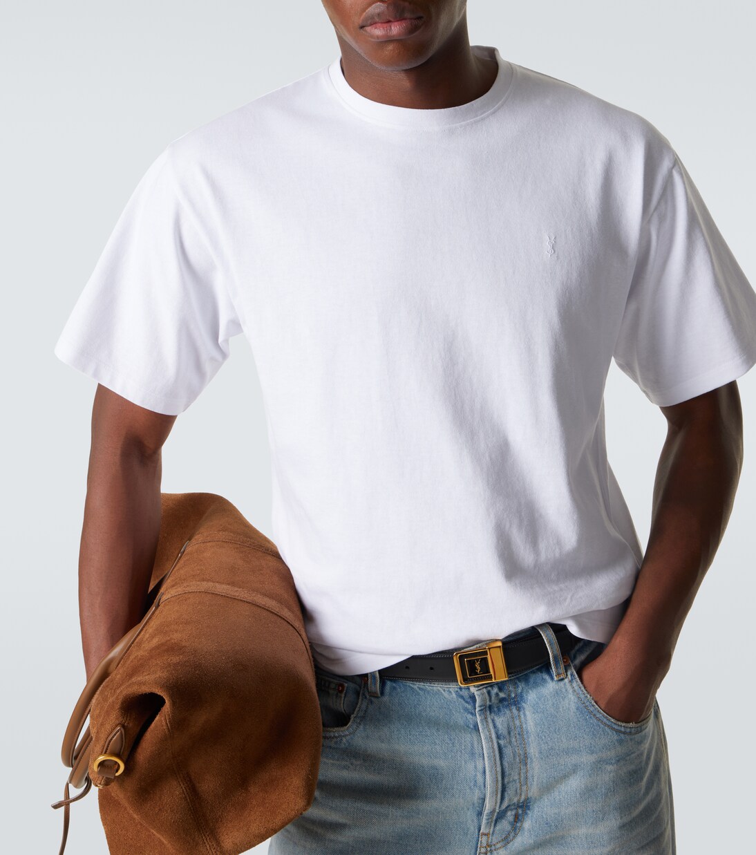 Cropped cotton jersey T-shirt | Saint Laurent