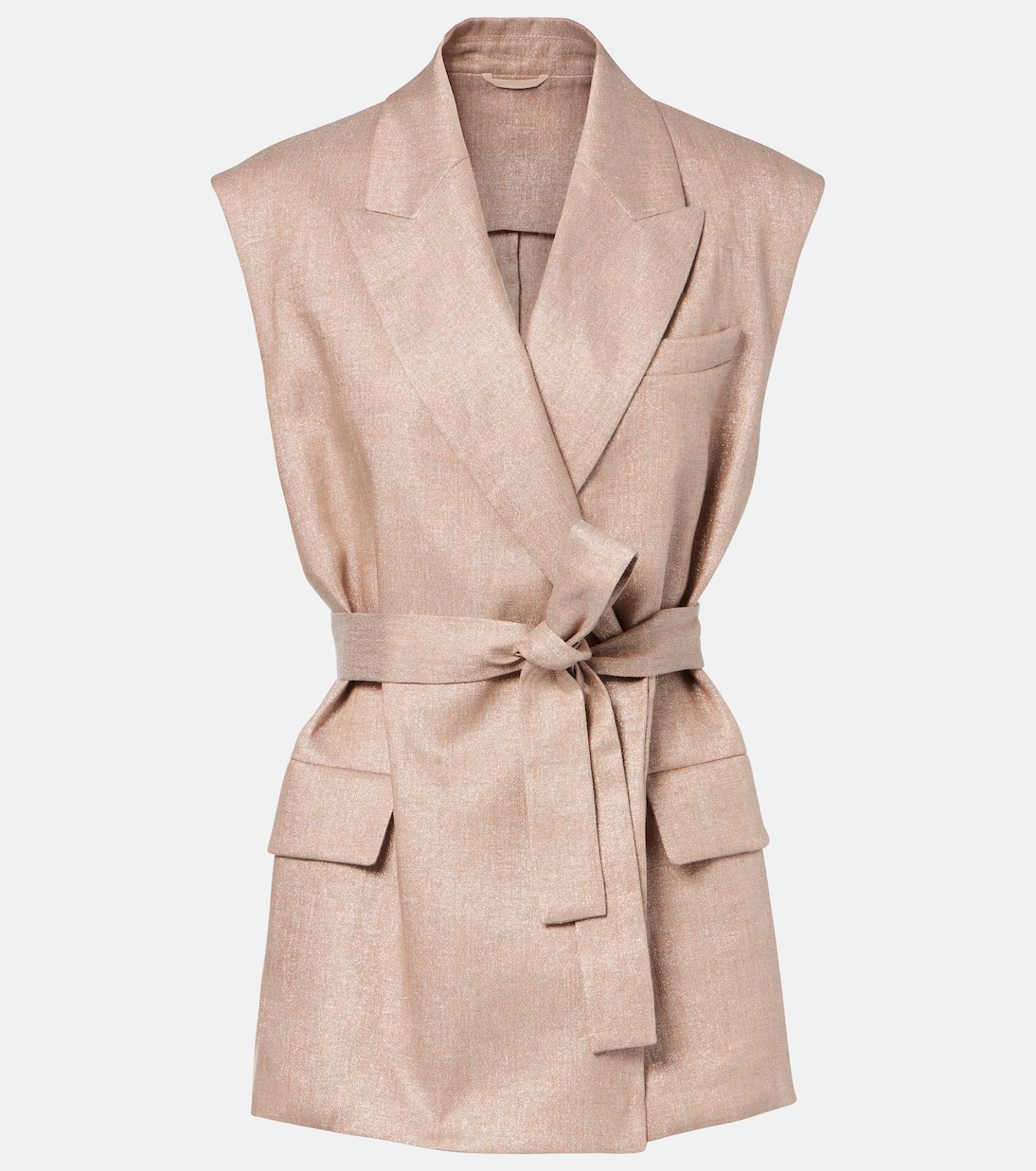 Belted linen-blend vest | Brunello Cucinelli