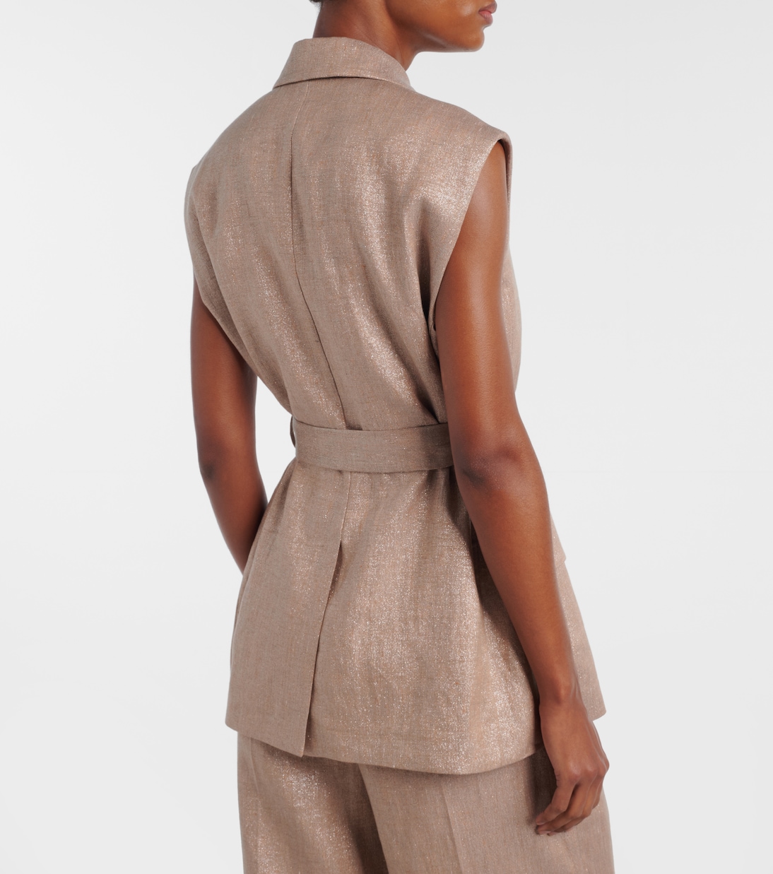 Belted linen-blend vest | Brunello Cucinelli