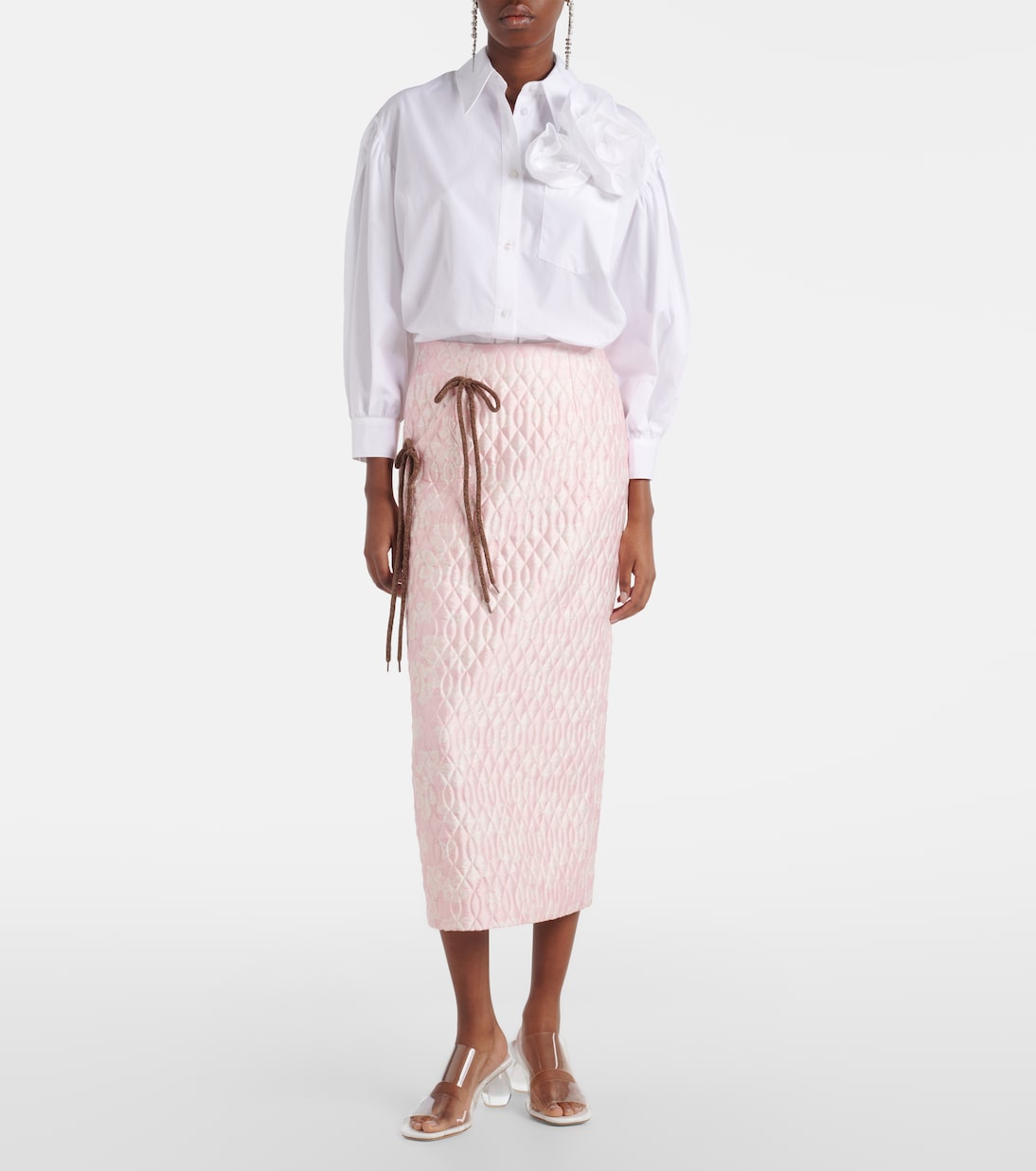 Falda tubo floral acolchada | Simone Rocha