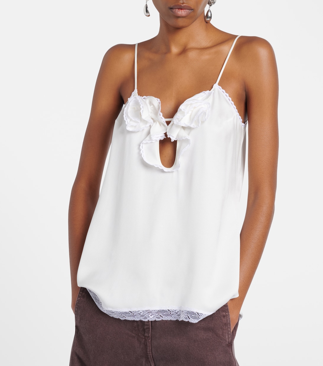 Top aus Seidensatin mit Spitze | Magda Butrym