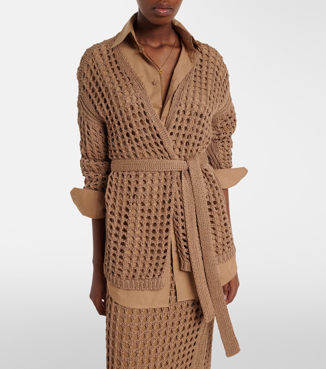 Gelo open-knit cotton wrap cardigan | Max Mara